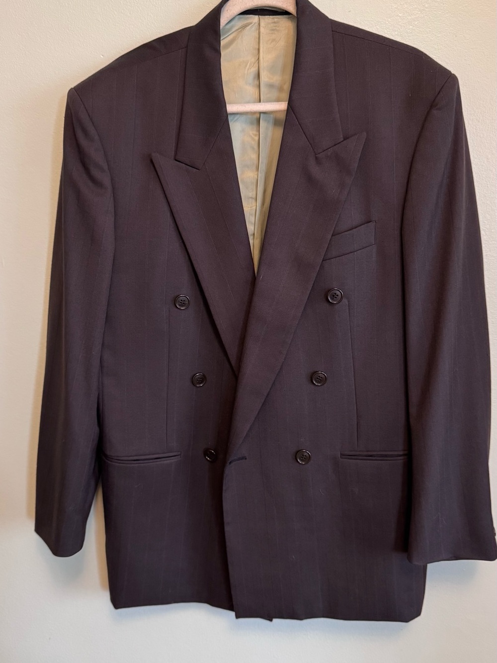 Men's Double-Breasted Suit Blazer in Dark Brown